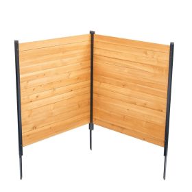 Wood Privacy Fence, 38" W x 42" L, 2 Panel Solid Air Conditioner Fence Screen, Pool Equipment Enclosure with Metal Stakes, Easy DIY Installation