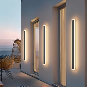 59" Set of 2 Outdoor LED Wall Sconces, IP65 Waterproof Modern Exterior Wall Lights, Black 3000K Warm White