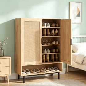 6-Tier Tall Shoe Cabinet 43 Inch Double Doors Storage Organizer for Entryway Hallway Bedroom