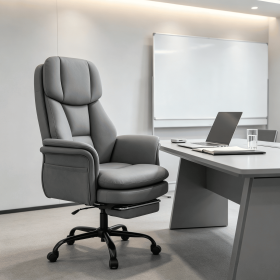 Ergonomic Big And Tall Executive Office Chair with Retractable Footrest Cross Legged Design for Comfortable Seating