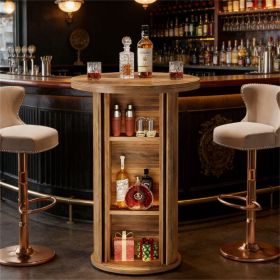 old SKU:D01027H7NMA   Round bar table, high top bar table, coffee table, with storage space