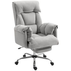 High Back Office Chair, Reclining Desk Chair with Footrest, High Resilience Foam, Rolling Wheels, Light Taupe Gray