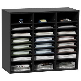 Wood Literature Organizer, 24 Compartments, File Sorter with Removable Shelves, Mailboxes Slot for Office Home Classroom Mailrooms Organization
