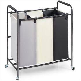 3-Section Laundry Basket, Heavy Duty Laundry Hamper Storage Organizer