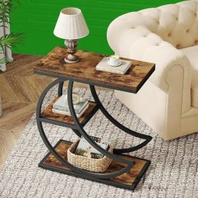 Industrial Style Folding Coffee Table - Half-Moon Metal Frame Console Table Vintage Look Home Decor