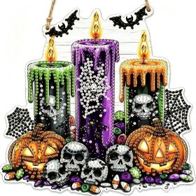 Halloween New Hot Selling Riding Broom Magical Witch Creative Wooden Printing Doors and Windows Garden Hanging Decoration (Color: 20, size: 20*20*0.5)