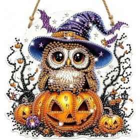 Halloween New Hot Selling Riding Broom Magical Witch Creative Wooden Printing Doors and Windows Garden Hanging Decoration (Color: 13, size: 20*20*0.5)