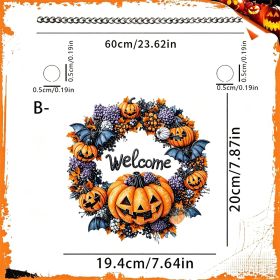 Halloween New Hot Selling Riding Broom Magical Witch Creative Wooden Printing Doors and Windows Garden Hanging Decoration (Color: 28, size: 20*20*0.5)