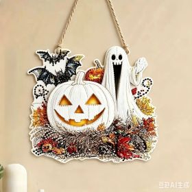 Halloween New Hot Selling Riding Broom Magical Witch Creative Wooden Printing Doors and Windows Garden Hanging Decoration (Color: 22, size: 30*30*0.5)