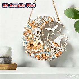 Halloween New Hot Selling Riding Broom Magical Witch Creative Wooden Printing Doors and Windows Garden Hanging Decoration (Color: 14, size: 30*30*0.5)