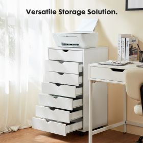 Storage Cabinet Dressers with Wheels Mobile Organizer Drawers for Office, Bedroom, Home (Color: White/7 Drawers)