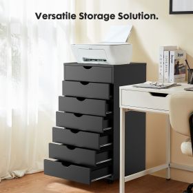 Storage Cabinet Dressers with Wheels Mobile Organizer Drawers for Office, Bedroom, Home (Color: Black/7 Drawers)