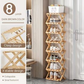 Folding Bamboo Shoe Rack, Multi Tier Space Saving Shoe Organizer with Large Storage Capacity, Freestanding Shoe Shelf for Entryway, Bedroom, Bath (size: 8 Tier)