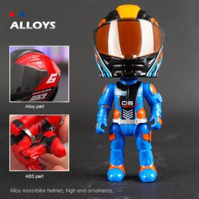 Alloy Motorcycle Rider Figurine, Detachable And Transformable Helmet Figurine, Christmas Gift (Option: Blue)